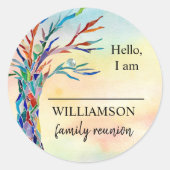 Wiedersehen Family Tree Name Classic Round Sti Runder Aufkleber (Vorderseite)