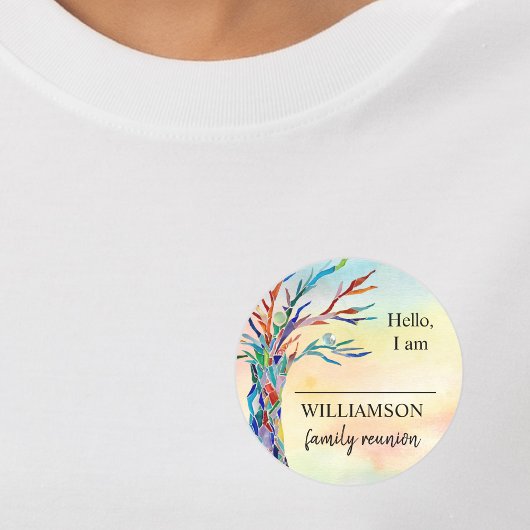 Wiedersehen Family Tree Name Classic Round Sti Runder Aufkleber