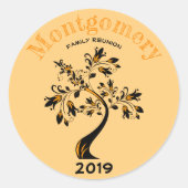 Wiedersehen Floral Orange Black Tree Custom Runder Aufkleber (Vorderseite)