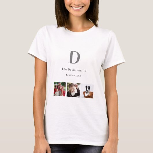 Wiedersehen-Foto-Collage-Monogramm T-Shirt (Vorderseite)