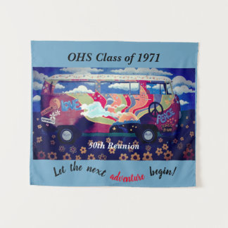 Wiedersehen-Foto-Stand-Hintergrund Hippie-Thema Wandteppich