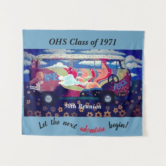 Wiedersehen-Foto-Stand-Hintergrund Hippie-Thema Wandteppich (Vorderseite (Horizontal))