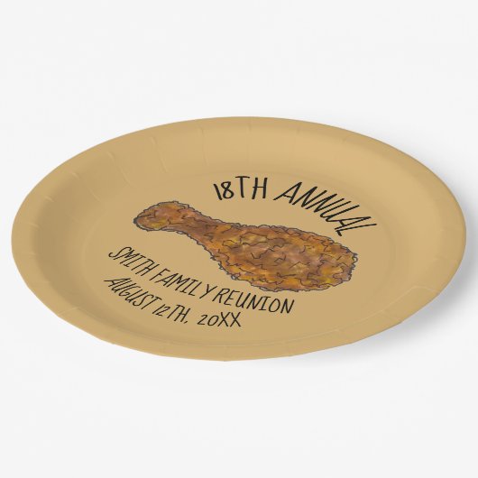 Wiedersehen Fried Chicken Leg Drumstick Picnic Pappteller (Schrägansicht)