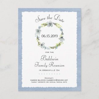 Wiedersehen für eine Blue Wreath Country-Familie S Ankündigungspostkarte