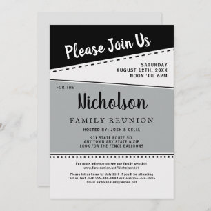 Wiedersehen für geometrische Schwarz-weiß-Grau-Fam Einladung