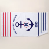 Wiedersehen für Navy und Red Nautical Family Strandtuch (Vorderseite)