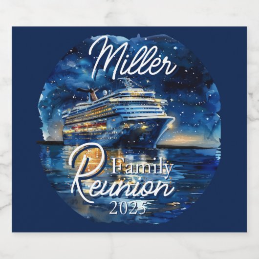 Wiedersehen für personalisierte Kreuzfahrtschiffe Schaumweinetikett (Einzelnes Label)