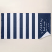 Wiedersehen für Personalisierte Navy & White Strip Strandtuch (Vorderseite)