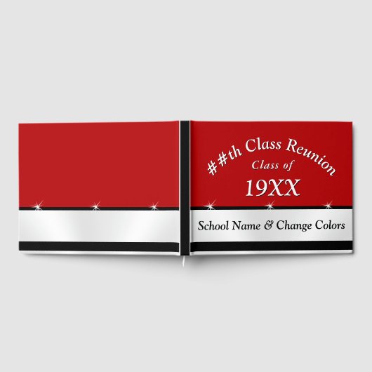 Wiedersehen Gästebuch Rot, Weiß, Schwarz (Voll)