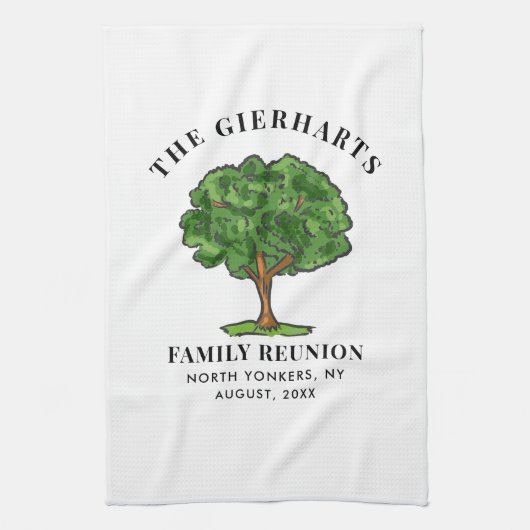 Wiedersehen Genealogische Stammbaum-Cousin treffen Geschirrtuch (Vertikal)