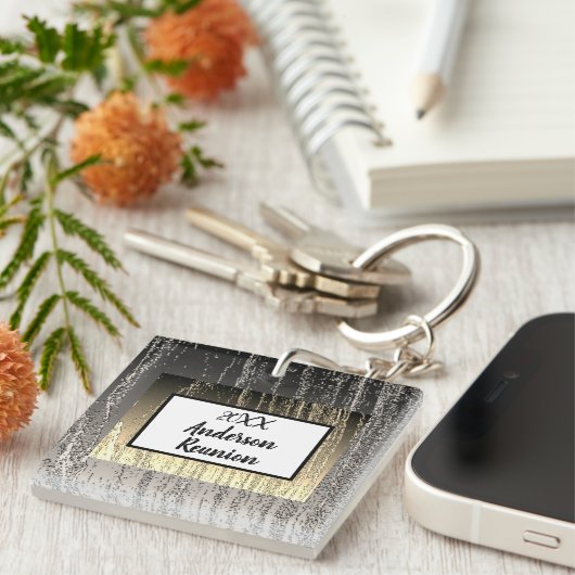 Wiedersehen Gilittery Silver und Gold Streifen Mem Schlüsselanhänger (Vorderseite rechts)