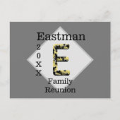 Wiedersehen Gold Black Monogram E Einladung Postkarte (Vorderseite)