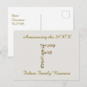 Wiedersehen Gold Letter F Monogram Einladung Postkarte (Vorne/Hinten)