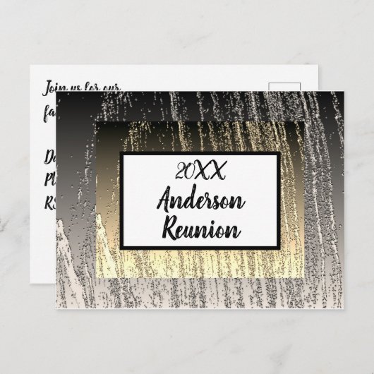 Wiedersehen Gold und Silber Streifen - Einladung Postkarte (Vorne/Hinten)