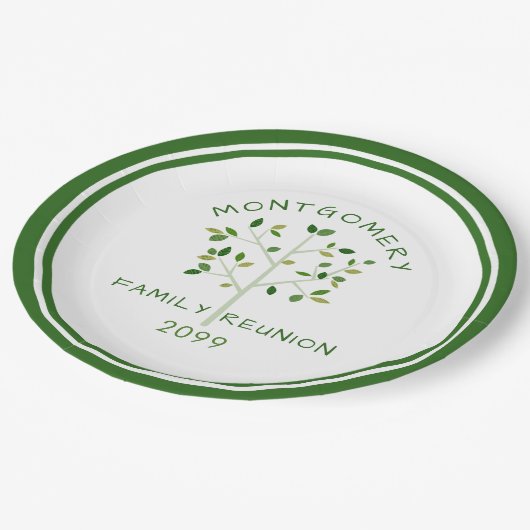 Wiedersehen Green Family Tree Personalisiert Pappteller (Schrägansicht)
