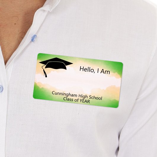 Wiedersehen Green Wasserfarbe Name Tag