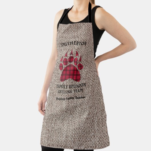 Wiedersehen Grill Rustic Burlap Checkered Bär Schürze (InSitu)