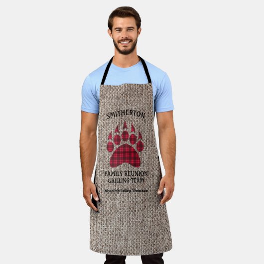 Wiedersehen Grill Rustic Burlap Checkered Bär Schürze (Getragen)