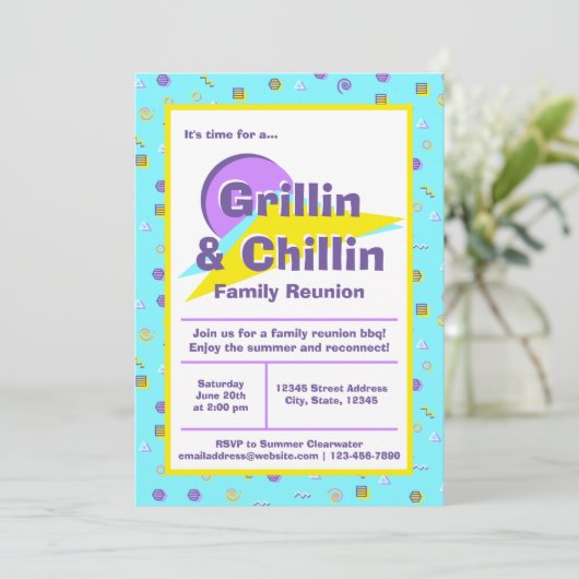 Wiedersehen-GRILLEN für Grillin und Chillin-Famili Einladung (Stehend Vorderseite)
