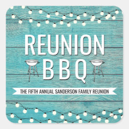 Wiedersehen GRILLEN Jährlich  Barbecue Rustic Quadratischer Aufkleber