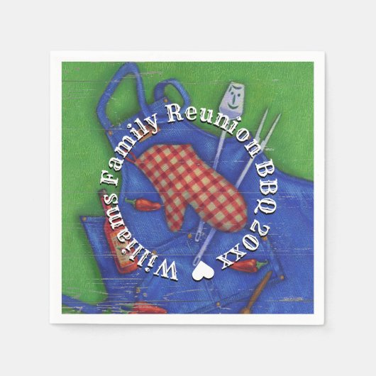 Wiedersehen GRILLEN Mit Monogramm Name Serviette (Vorderseite)