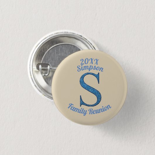 Wiedersehen Großer blauer Buchstabe S Monogramm Button (Vorne & Hinten)