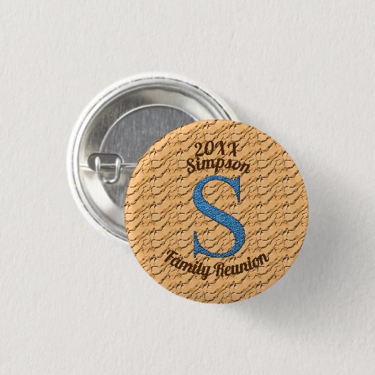 Wiedersehen Großer blauer Buchstabe S Monogramm Button (Vorne & Hinten)