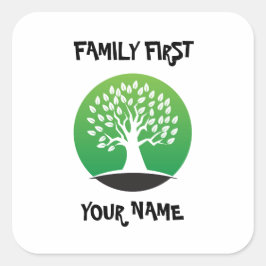 Wiedersehen-Grün der Familie individuell anpassbar Quadratischer Aufkleber