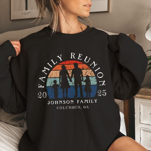 Wiedersehen-Holhandgriff der Familie Retro Sun Bla T-Shirt