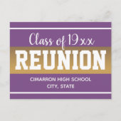 Wiedersehen in der Schulklasse Save the Date Lila Ankündigungspostkarte (Vorderseite)