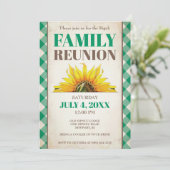 Wiedersehen Invite, Sonnenblume, Grün Einladung (Stehend Vorderseite)