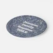 Wiedersehen Jahr und Nachname Blaues Mosaik Pappteller (Schrägansicht)