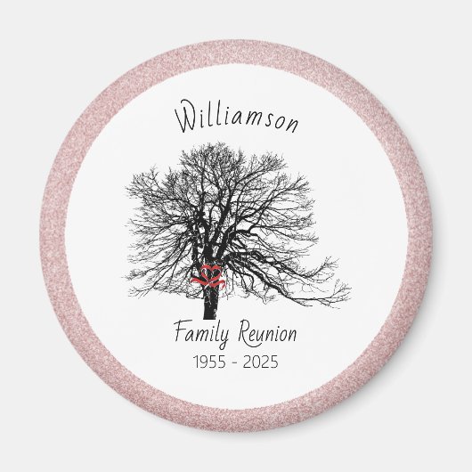 Wiedersehen Keepake-Tree | Rose Gold Glitzer Magnet (Vorne)