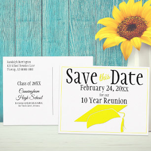 Wiedersehen-Klasse Save the Date Gelbe Graduierung Postkarte