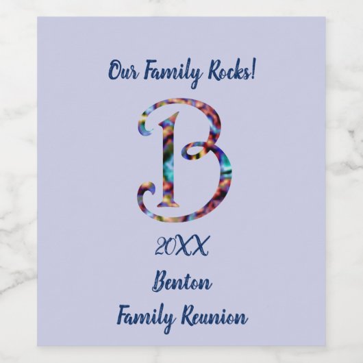 Wiedersehen-Krawatte-Farbbuchstabe B Monogramm Weinetikett (Einzelnes Label)