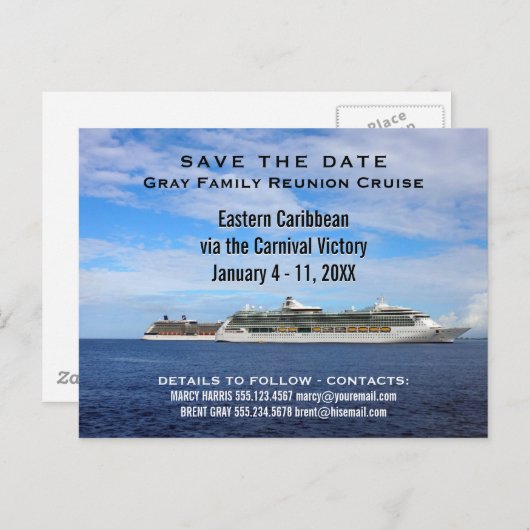 Wiedersehen-Kreuzfahrtschiffe der Familie | Save t Ankündigungspostkarte (Vorne/Hinten)
