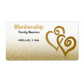 Wiedersehen Linked Hearts Gold Glitzer Name Tag (Vorne)