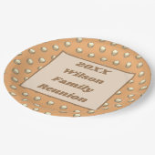 Wiedersehen Meal Picnic Gold Peach Polka Dots Pappteller (Schrägansicht)