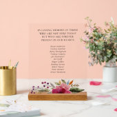 Wiedersehen-Memorial-Namen der Burgundy Floral Cla Acrylschild (Hochzeit)