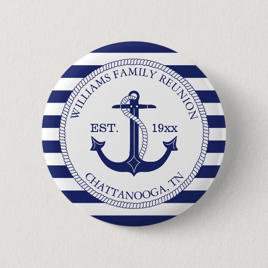 Wiedersehen Mit Monogramm Name Nautical Anchor Button (Vorderseite)