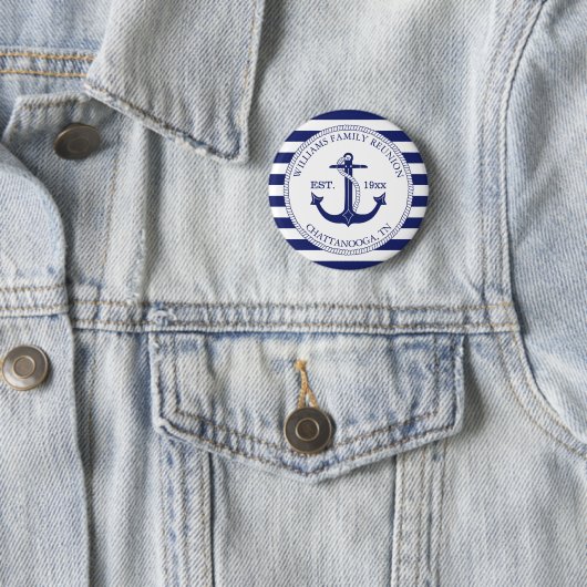 Wiedersehen Mit Monogramm Name Nautical Anchor Button (Beispiel)