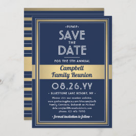 Wiedersehen Moderne Elegant Navy Blue Gold White Save The Date