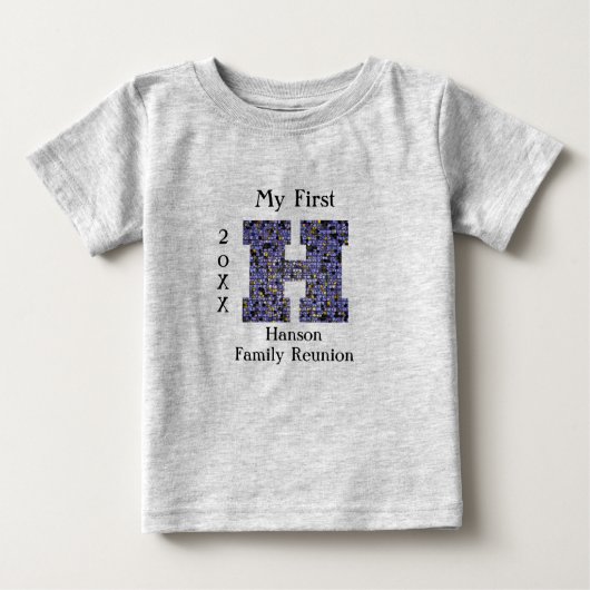 Wiedersehen Mosaikbuchstabe H Monogramm Baby T-shirt (Vorderseite)
