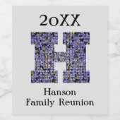 Wiedersehen Mosaikbuchstabe H Monogramm Weinetikett (Einzelnes Label)