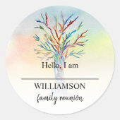 Wiedersehen-Name-Tag der Family Tree Runder Aufkleber (Vorderseite)