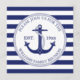 Wiedersehen Nautische blaue Streifen Einladung