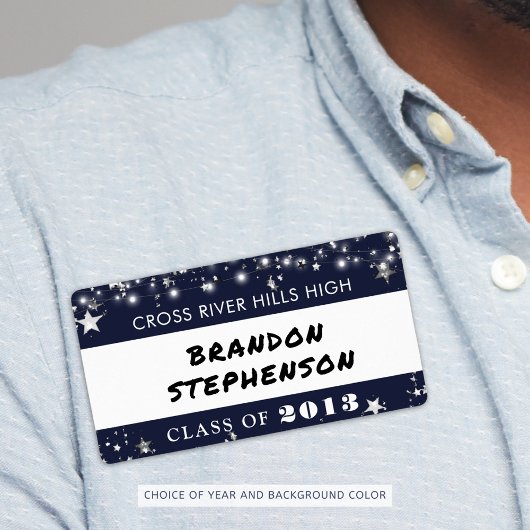 Wiedersehen Navy Blue Stars Name Tag