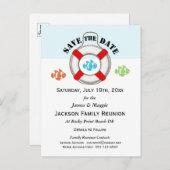 Wiedersehen oder Party der Strandfamilie Save the Ankündigungspostkarte (Vorne/Hinten)