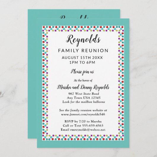 Wiedersehen oder Party Einladung der Fun Border Fa (Vorne/Hinten)