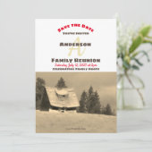 Wiedersehen Old Homestead Einladung Rett Datum (Stehend Vorderseite)